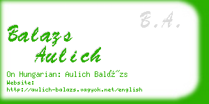 balazs aulich business card